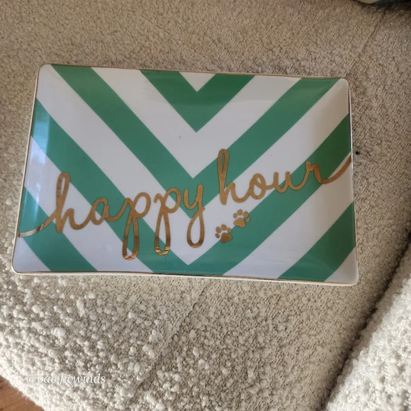 DOGHAUS CERAMIC TRINKET / CATCH ALL DISH GREEN & GOLD  LIKE NEW!        ☆ - Picture 4 of 6